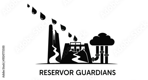 Industrial water management system with falling droplets and reservoir