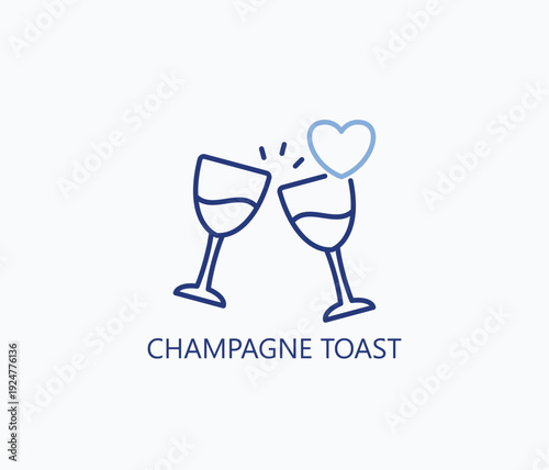 Champagne Toast Icon Or Logo Isolated Vector Illustration