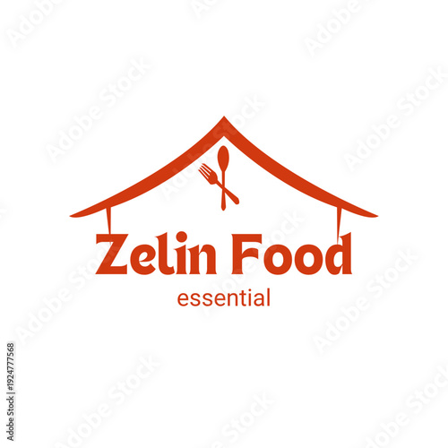 Orange White Simple Satay Stall Logo