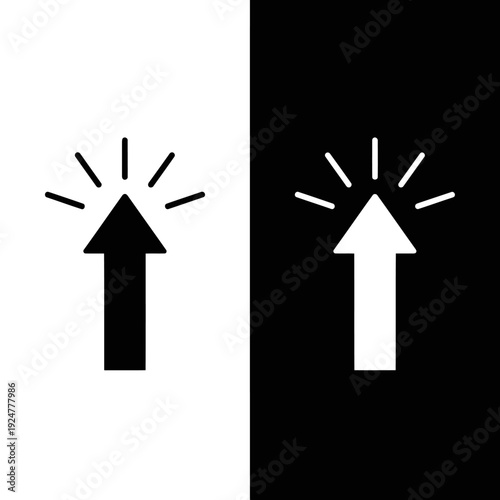 Arrow pointing up with light rays symbol