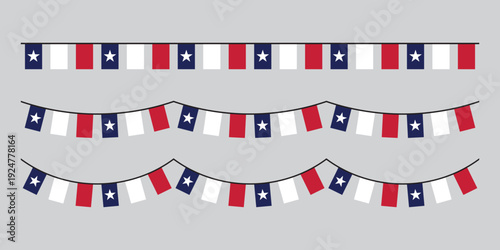 Seamless Texas Flag Party Bunting Border Background – Flat Design Illustration