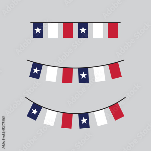 Seamless Texas Flag Party Bunting Border Background – Flat Design Illustration