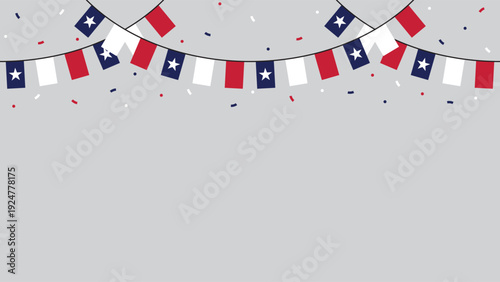 Seamless Texas Flag Party Bunting Border Background – Flat Design Illustration