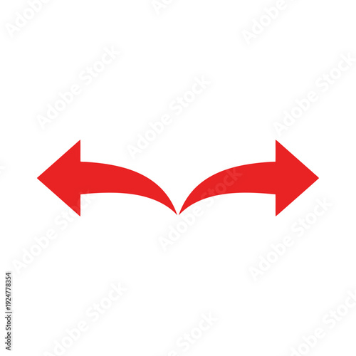 Two red curved arrows pointing left and right symbols