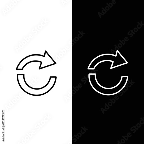 Refresh and update rotation arrows outline icon set