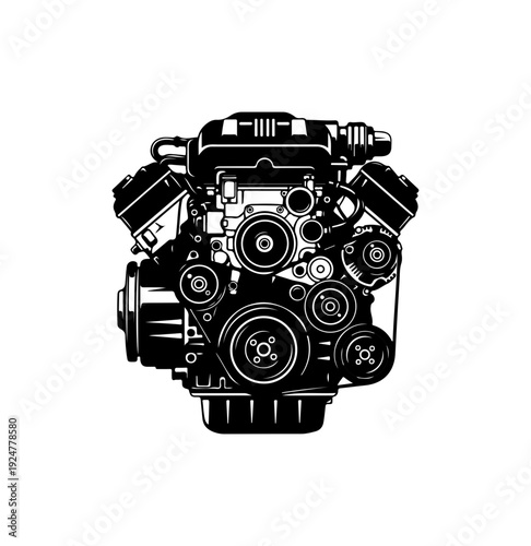 Detailed Engine Cutaway Diagram Vector Illustration