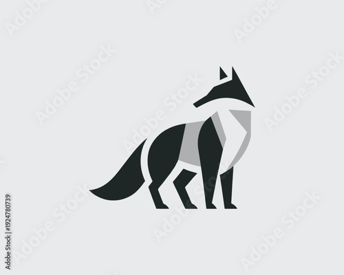 Fox sitting with geometric shapes modern design woodland creature stylized animal vector illustration