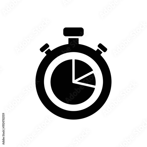 Black stopwatch icon on white background