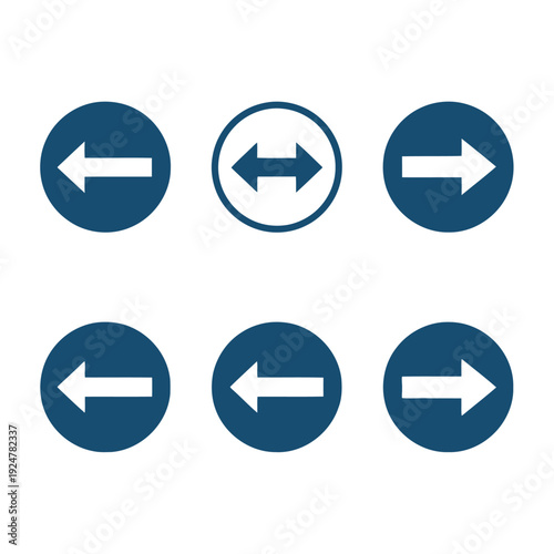 Blue circular traffic sign arrow icons for navigation