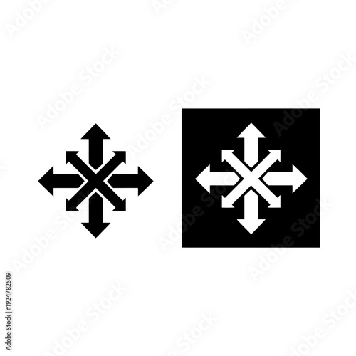 Eight arrows pointing in four cardinal directions