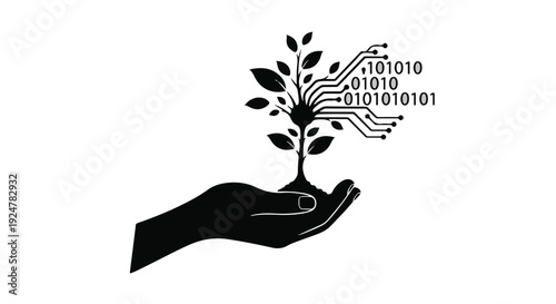 Nurturing growth from digital seeds, symbolizing the fusion of nature and technology.