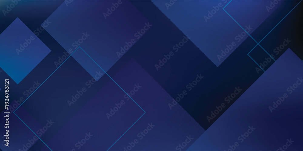Obraz premium Abstract dark midnight blue background with layered geometric squares and thin outlines