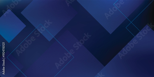Abstract dark midnight blue background with layered geometric squares and thin outlines