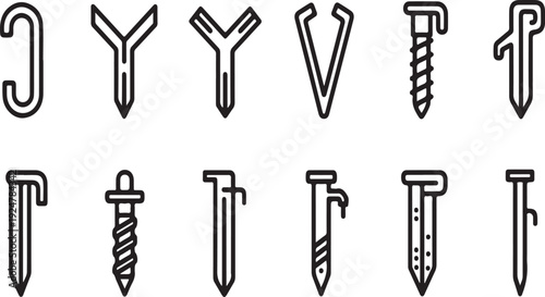 Assorted screw and bolt designs for industrial and home improvement projects Vector