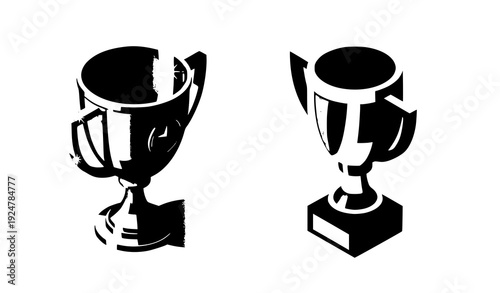 "Isometric Award Trophy Cup 3D Vector Illustration, isolated on transparent background"