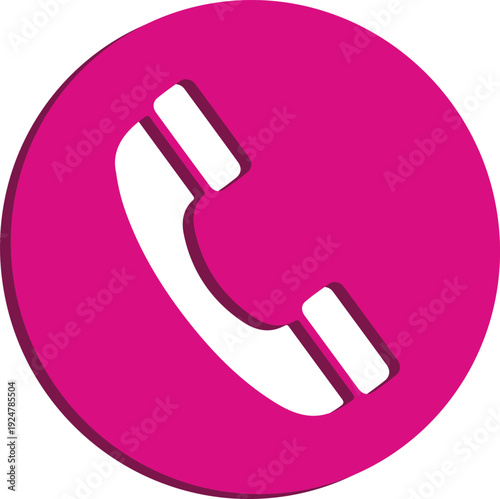 3D Icon Phone Call Pink Round Button Contact Telephone Symbol Communication Support Sign Modern Glossy Minimal UI Element Isolated Design Transparent Background