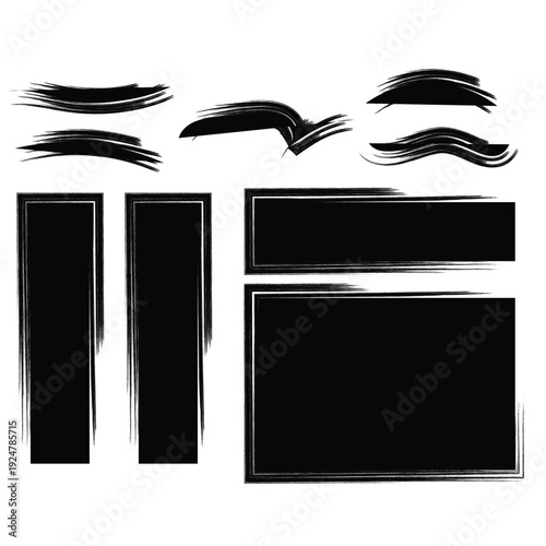 Abstract brush stroke face outline with rectangular elements