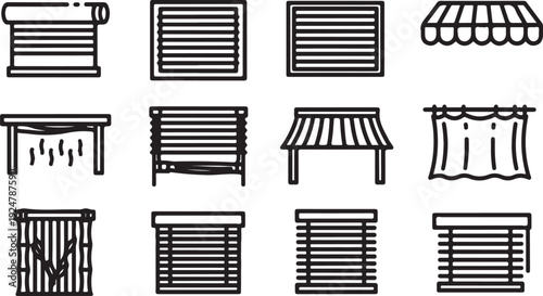 A collection of various window and door designs with different styles and patterns Vector