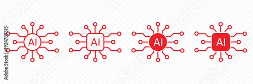 AI processor microchip icon showing artificial intelligence hardware and circuit technology. Business technology illustration for machine learning  digital intelligence  computer processing unit