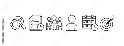 Modern outline accounting icon collection with 6 clean vector elements.