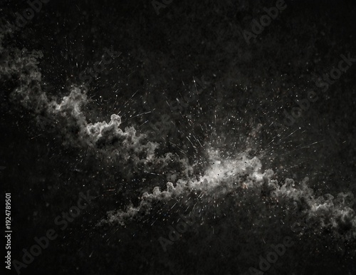 Retro analog film burn effect with colorful light leaks, heavy noise texture, and subtle dust speckles over monochrome backdrop.