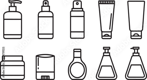 Assorted containers and bottles commonly used in beauty and personal care products Vector