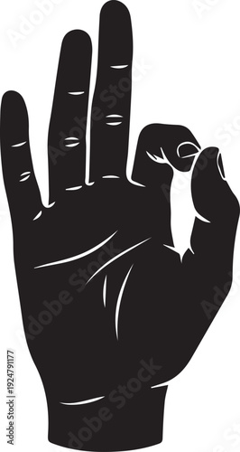 Human hand blessing gesture silhouette vector illustration showing finger sign for line art