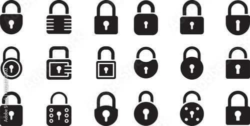 Padlock vector Icon Set for Cybersecurity, Privacy, and Digital Data Protection