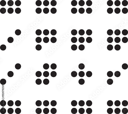 Black Dot Array Vector Set for Math Number Talks and Gestalt Design