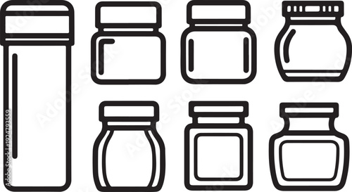 Assorted jars and containers for storing various items and ingredients Vector