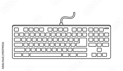 Black and white computer keyboard, without background