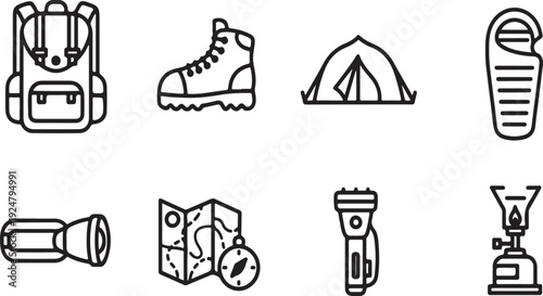 Essential gear for a successful camping adventure in the great outdoors Vector