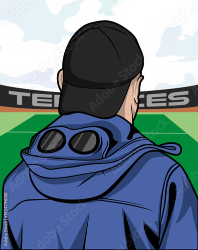 ultras casual hooligan football fans in the terraces stadium vector design