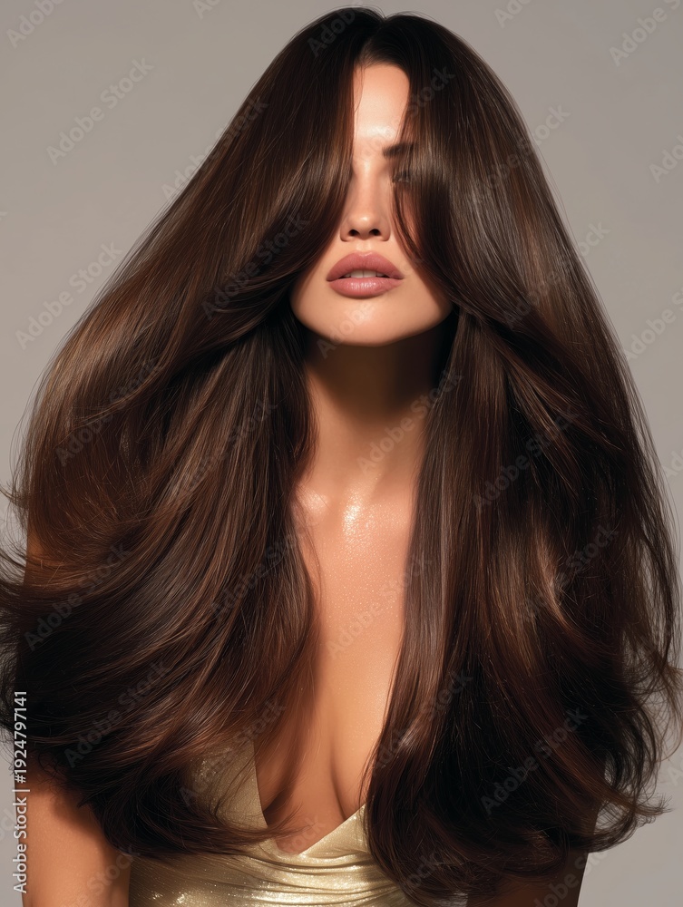 Naklejka premium Luxury hair transformation studio glamorous beauty products in a modern setting