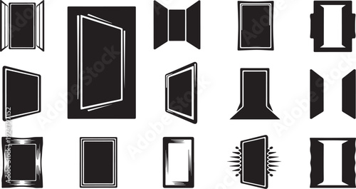 Collection of various black and white window frame designs
