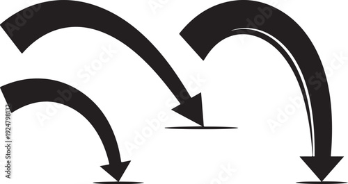 Black Arrows Pointing Downward in a Curved Motion Graphic