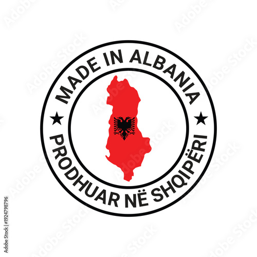 made in albania stamp with map