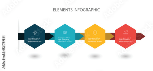 Business infographic design template with 4 options, steps or processes. . Infographics for business concept. Can be used for workflow layout, diagram, annual report, web design 
