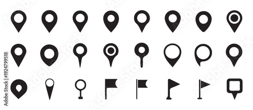 Location map pin icons set. Design can use for web and mobile app. GPS location symbol collection. Vector illustration 
