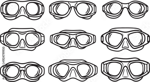 A collection of ten unique and stylish glasses designs showcasing variety in eyewear Vector