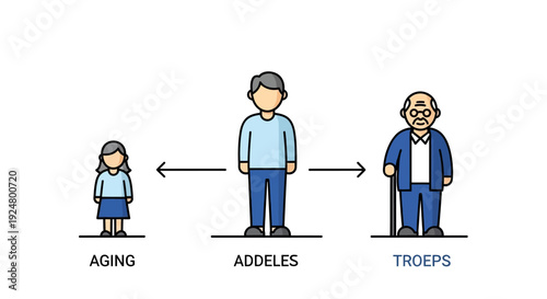 Conceptual illustration showing the human life cycle from youth to elder years
