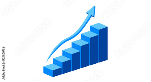 Blue upward trending graph depicting growth and positive progress