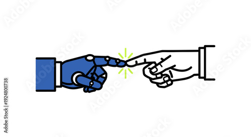 Robotic Hand Touching Human Finger, Symbolizing Connection and Technology