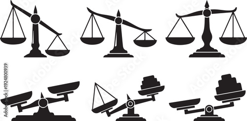 Scales of Justice and Various Satellite Dish Silhouettes Collection