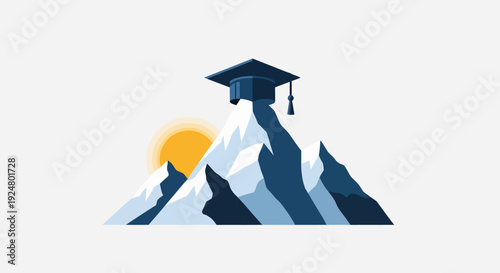Graduation Cap on Mountain.