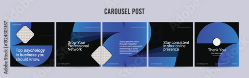 Set of minimalist business carousel post, Customize social media template design, Instagram and LinkedIn carousel post, template eps 10.