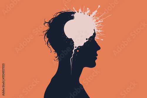 Exploding Brain Silhouette: Child Anxiety Overthinking, Anger Outburst, Trauma Noise Therapy
