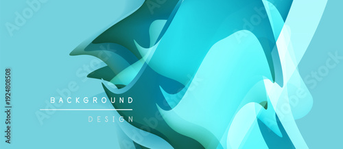 Abstract flowing shapes, turquoise hues, dynamic composition. Modern design element, suitable for backgrounds, presentations. Smooth gradients create depth.