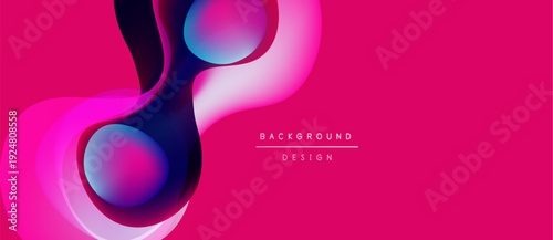 Abstract fluid shapes, vibrant pinks, blues create dynamic composition. Modern design element for backgrounds, presentations.