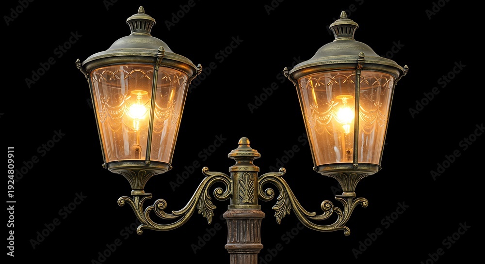 Fototapeta premium Illuminated Elegance: Double Lantern's Warm Glow
